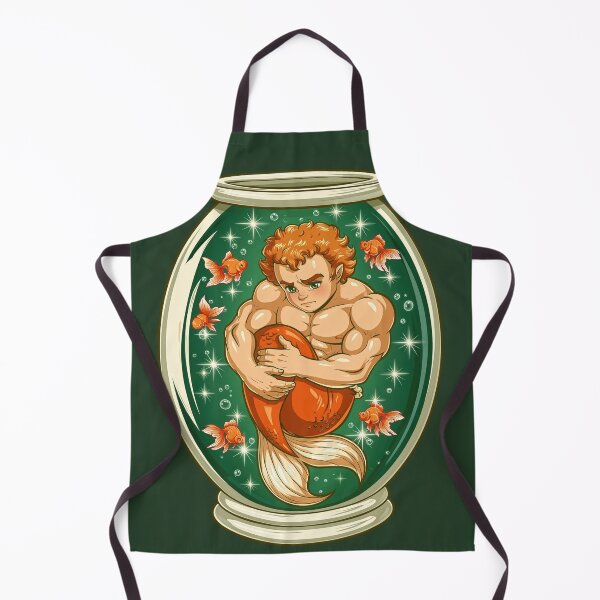 Item preview, Male Siren in a Goldfish Bowl — Fantasy Illustration designed and sold by JaimeLikes.
