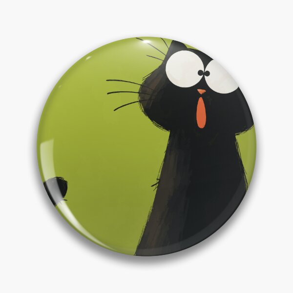 Item preview, Funny Surprised Black Cat Wide Eyes Shocked Cute Kitten Art designed and sold by The Upside Down.