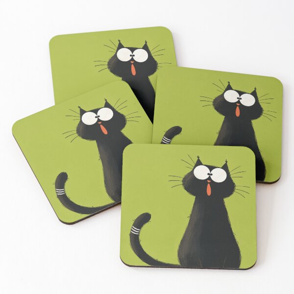 Item preview, Funny Surprised Black Cat Wide Eyes Shocked Cute Kitten Art designed and sold by The Upside Down.