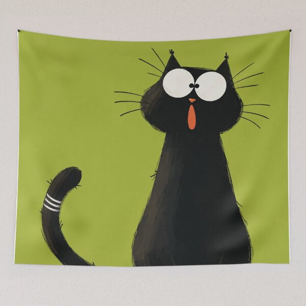Item preview, Funny Surprised Black Cat Wide Eyes Shocked Cute Kitten Art designed and sold by The Upside Down.