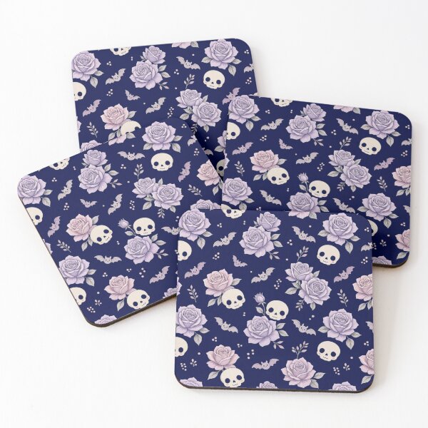 Item preview, Cute Pastel Goth Lavender Roses Skulls & Bats Pattern designed and sold by Dabis26.