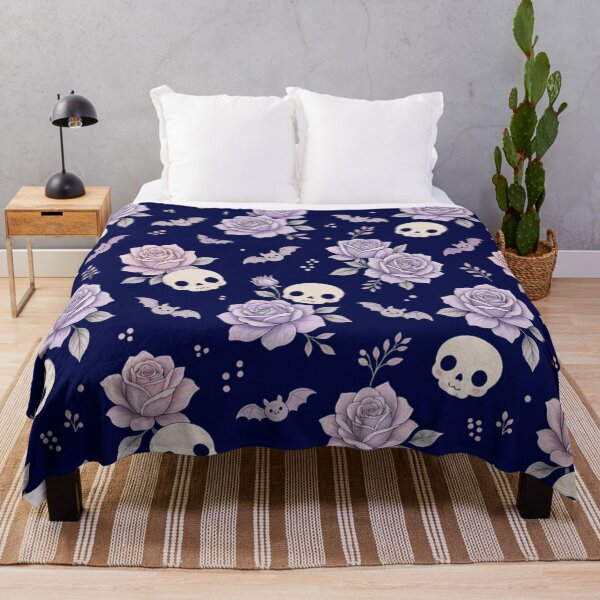 Item preview, Cute Pastel Goth Lavender Roses Skulls & Bats Pattern designed and sold by Dabis26.