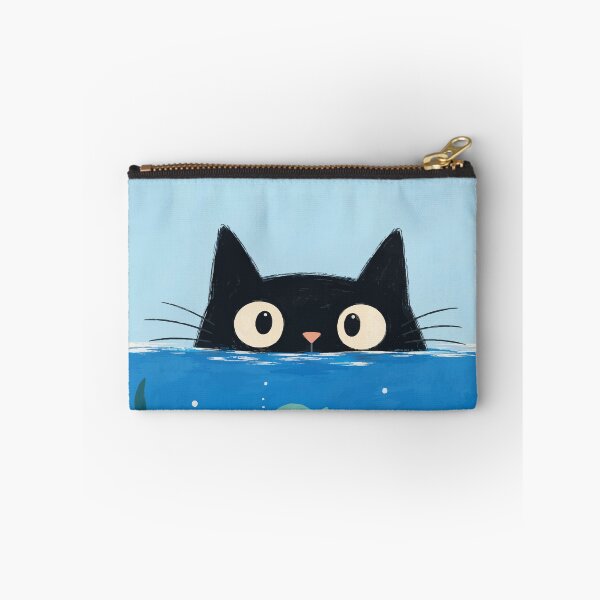 Item preview, Black Cat Peeking Underwater Fish Aquarium Cute Whimsical Ocean Art designed and sold by The Upside Down.