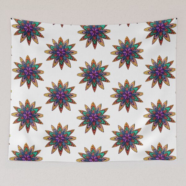 Item preview, Vibrant Botanical Mandala – Colorful Hand-Drawn Floral Art designed and sold by Selena.m.studio.