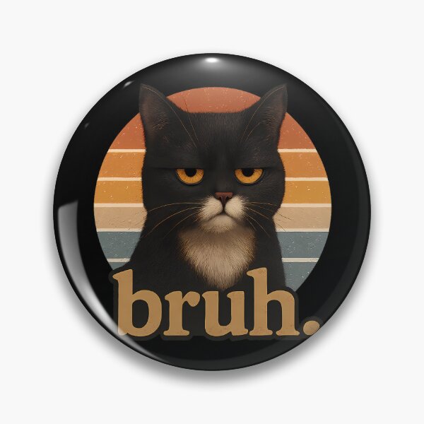 Item preview, Bruh Cat – Funny Black Cat Face Meme Retro designed and sold by RetroOddity.