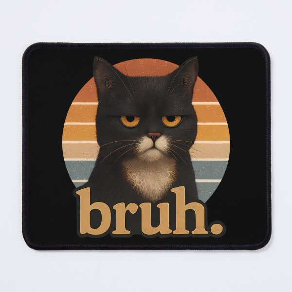 Item preview, Bruh Cat – Funny Black Cat Face Meme Retro designed and sold by RetroOddity.