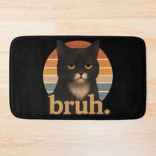 Item preview, Bruh Cat – Funny Black Cat Face Meme Retro designed and sold by RetroOddity.