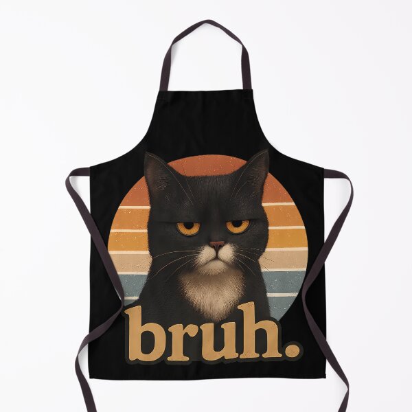 Item preview, Bruh Cat – Funny Black Cat Face Meme Retro designed and sold by RetroOddity.