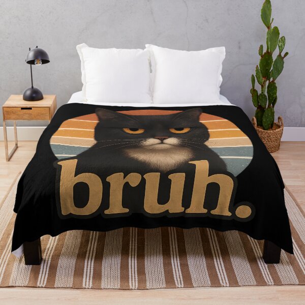 Item preview, Bruh Cat – Funny Black Cat Face Meme Retro designed and sold by RetroOddity.