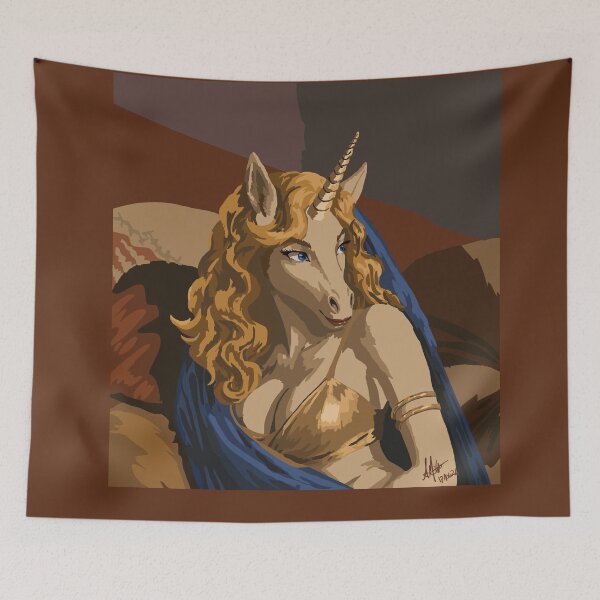 Item preview, Unicorn in Gold & Blue 2026 designed and sold by KlakkDrawsStuff.