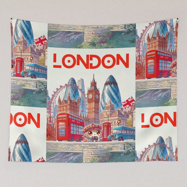 Item preview, London and London Eye  mixed cartoon style, double decker, Big Ben designed and sold by Coolparrotgirl.