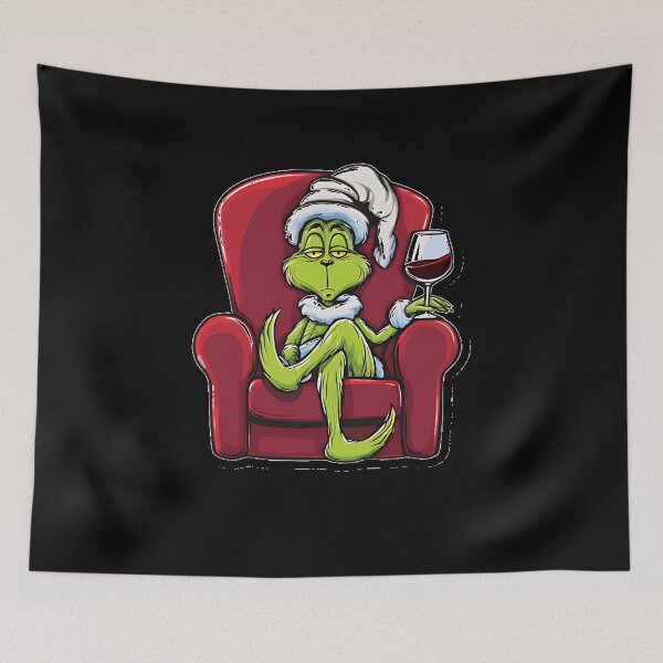 Item preview, Grinch Drinking Wine – Cute Cozy Holiday Cartoon designed and sold by thompsomechan.