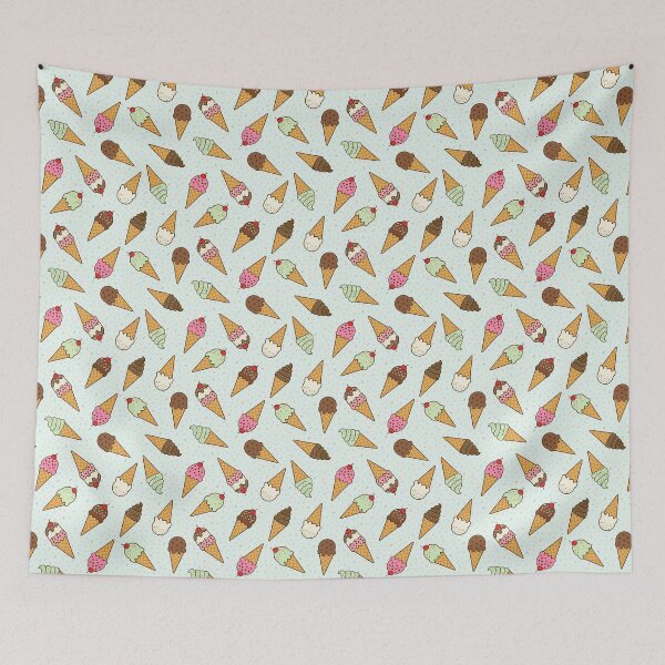 Item preview, Copy of Scattered ice cream cones with sprinkles on pale mint background designed and sold by Chantal creates.