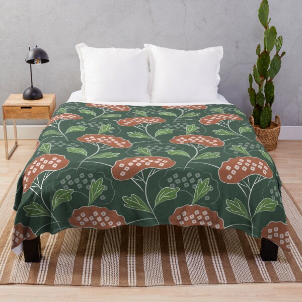 Item preview, Ominaeshi - Japanese Flowers Terracotta Green designed and sold by Pinkdeer Designs.