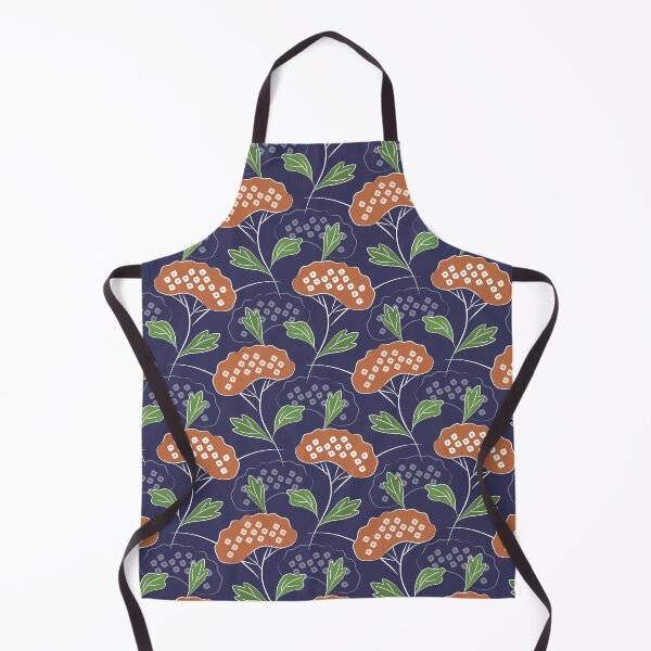 Item preview, Ominaeshi - Japanese Flowers in Earthy Red Green Midnight Blue designed and sold by Pinkdeer Designs.