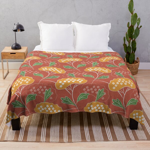 Item preview, Ominaeshi - Japanese Flowers in Yellow Green and Earthy Red designed and sold by Pinkdeer Designs.