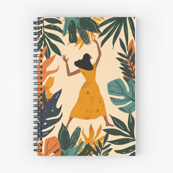 Item preview, Abstract boho art: Dancing woman in a tropical forest of leaves designed and sold by Artdavesalzburg.