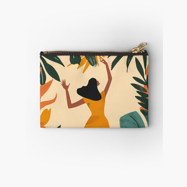 Item preview, Abstract boho art: Dancing woman in a tropical forest of leaves designed and sold by Artdavesalzburg.