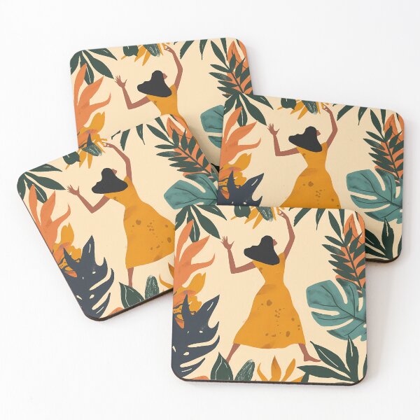 Item preview, Abstract boho art: Dancing woman in a tropical forest of leaves designed and sold by Artdavesalzburg.