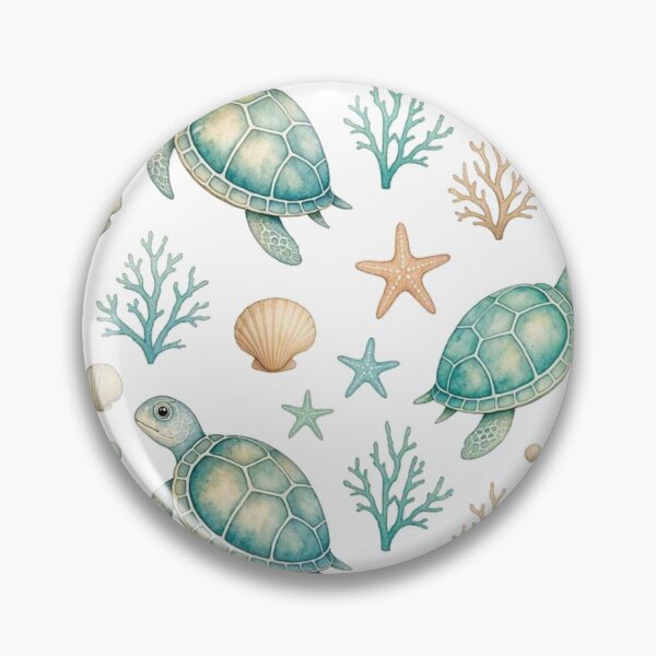 Item preview, Watercolor Sea Turtle & Coral Reef Seamless Pattern designed and sold by Dabis26.