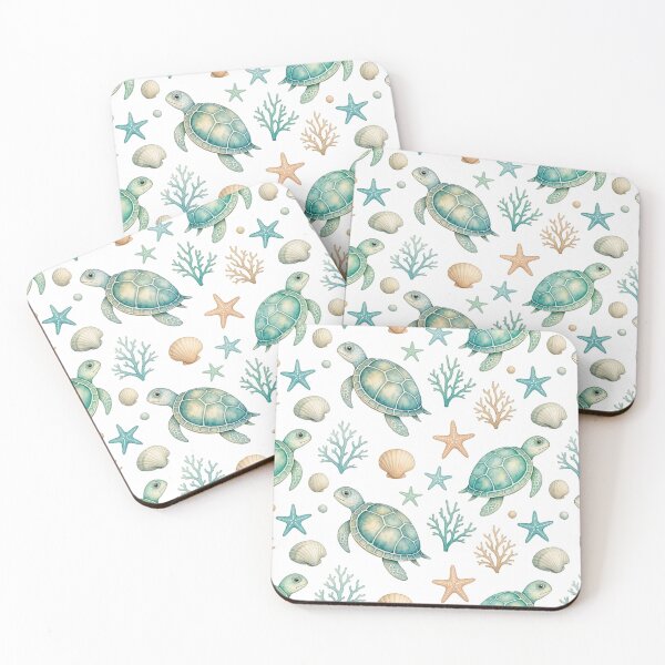 Item preview, Watercolor Sea Turtle & Coral Reef Seamless Pattern designed and sold by Dabis26.