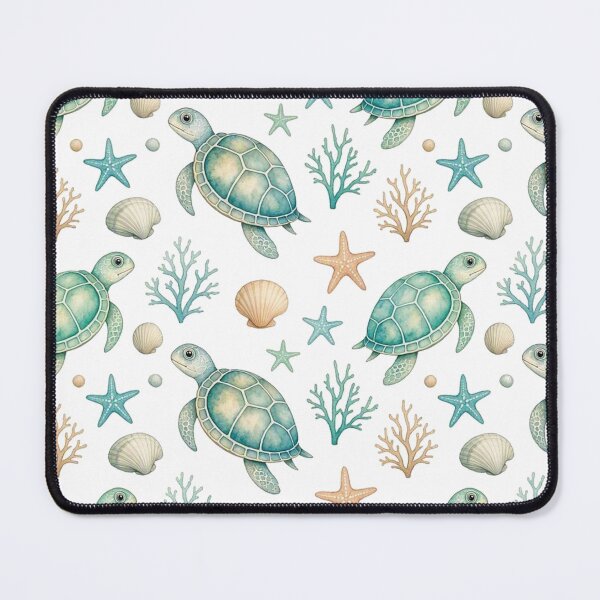 Item preview, Watercolor Sea Turtle & Coral Reef Seamless Pattern designed and sold by Dabis26.