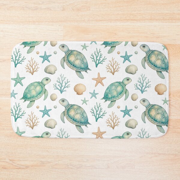 Item preview, Watercolor Sea Turtle & Coral Reef Seamless Pattern designed and sold by Dabis26.