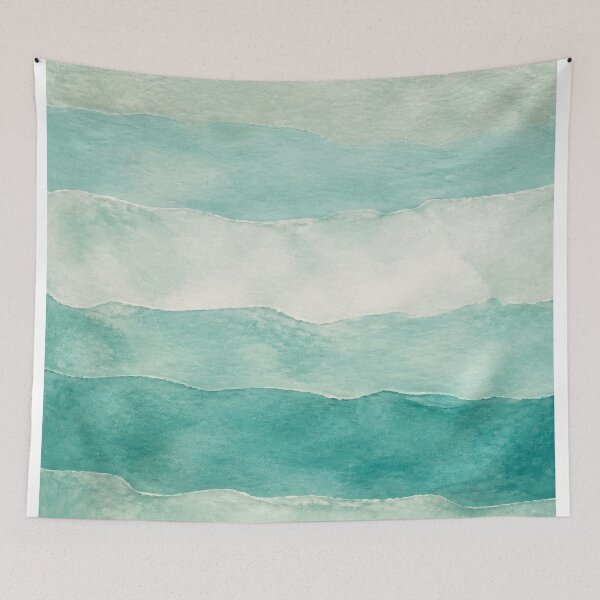 Item preview, Sea Glass Gradient Watercolour Coastal designed and sold by GoldenHourWalls.