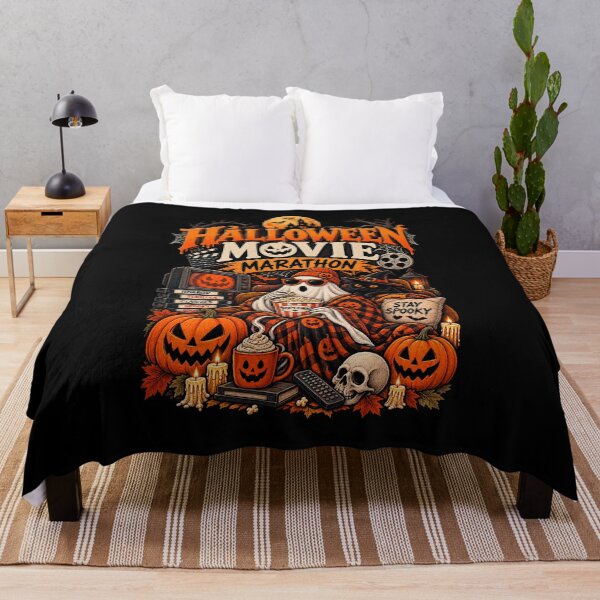 Item preview, Halloween Movie Marathon Cozy Spooky Night Retro Fall Design designed and sold by mocci10.