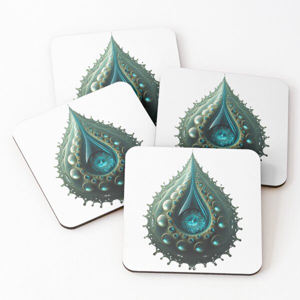 Item preview, Olive Green Fractal Teardrop with Pearls designed and sold by RAGANADesign.
