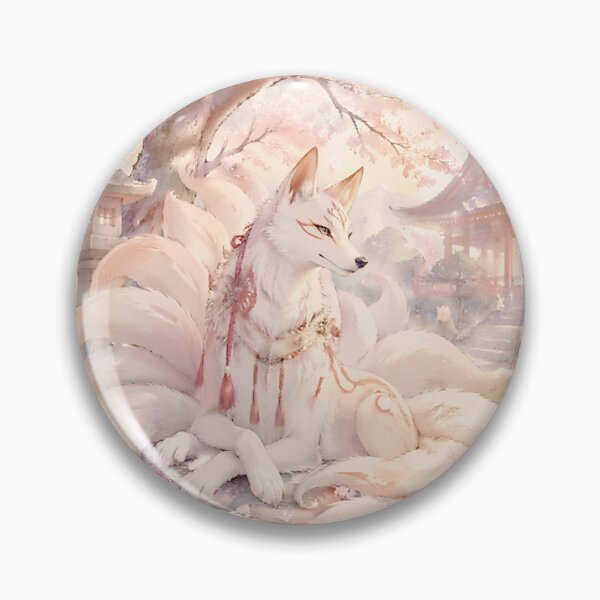 Item preview, Sakura Kitsune Spirit Nine Tailed Fox Yokai Beneath Cherry Blossoms ⭐⭐⭐⭐⭐ designed and sold by Geraldo Gonzalez.