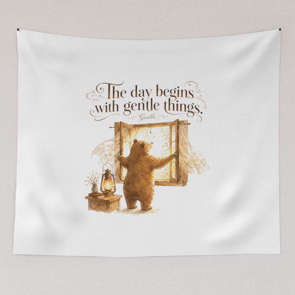 Item preview, The Day Begins With Gentle Things Vintage Bear Cozy Morning designed and sold by AQUILAKREO.