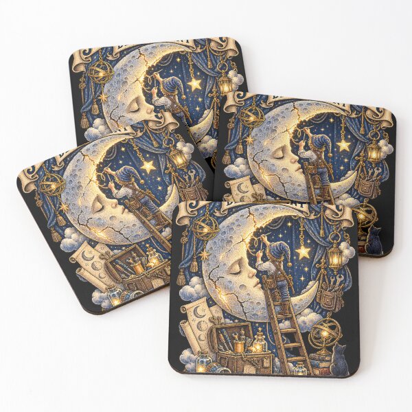 Item preview, Moon Repair Department – Whimsical Celestial Moon Vintage Fantasy Art designed and sold by Emoji Emblems.