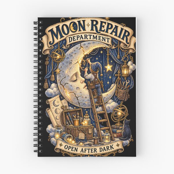 Item preview, Moon Repair Department – Whimsical Celestial Moon Vintage Fantasy Art designed and sold by Emoji Emblems.