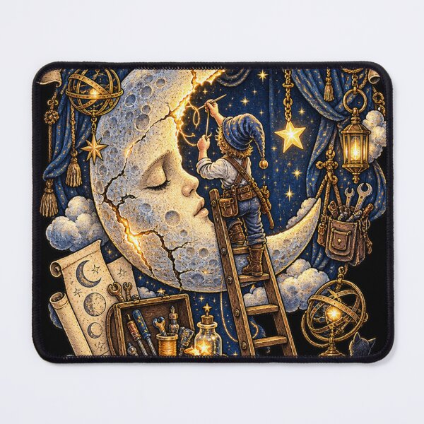 Item preview, Moon Repair Department – Whimsical Celestial Moon Vintage Fantasy Art designed and sold by Emoji Emblems.