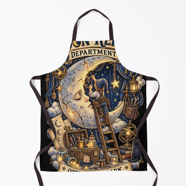 Item preview, Moon Repair Department – Whimsical Celestial Moon Vintage Fantasy Art designed and sold by Emoji Emblems.