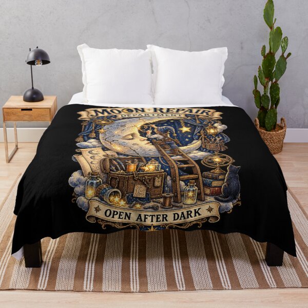 Item preview, Moon Repair Department – Whimsical Celestial Moon Vintage Fantasy Art designed and sold by Emoji Emblems.