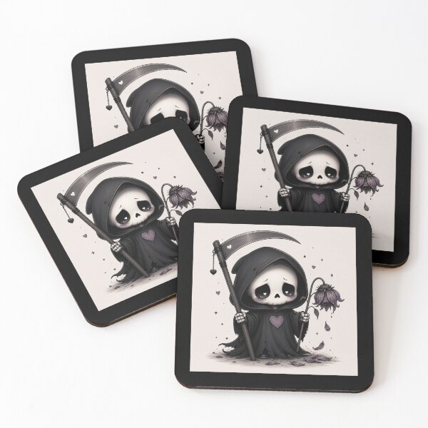 Item preview, Cute Melancholic Grim Reaper with Scythe designed and sold by Porculation452.