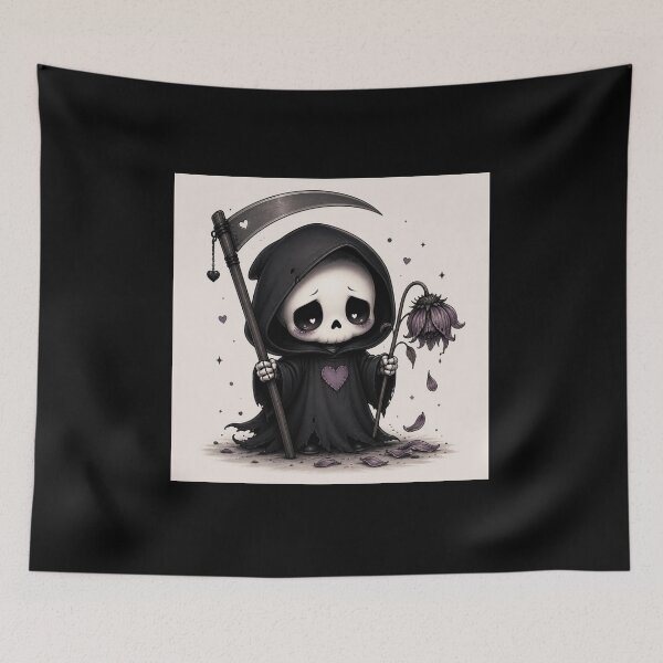 Item preview, Cute Melancholic Grim Reaper with Scythe designed and sold by Porculation452.