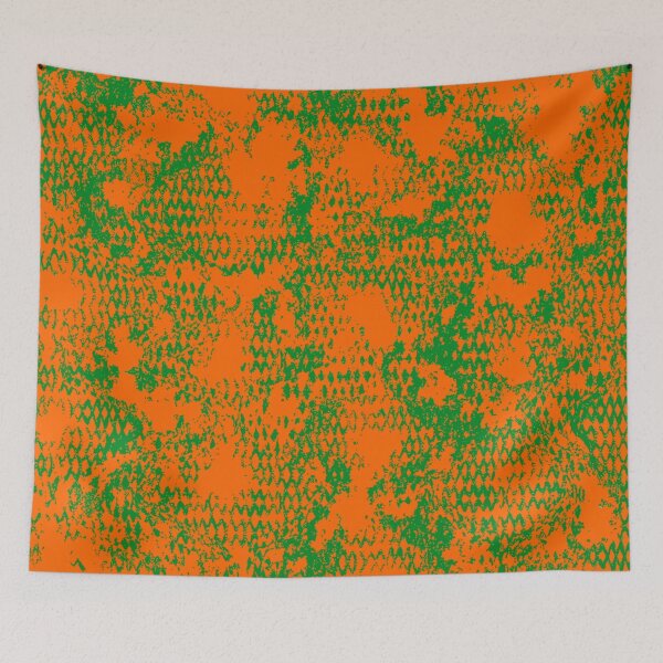 Item preview, Modern Distressed Python Print Pattern | Orange & Green designed and sold by Frohyou.