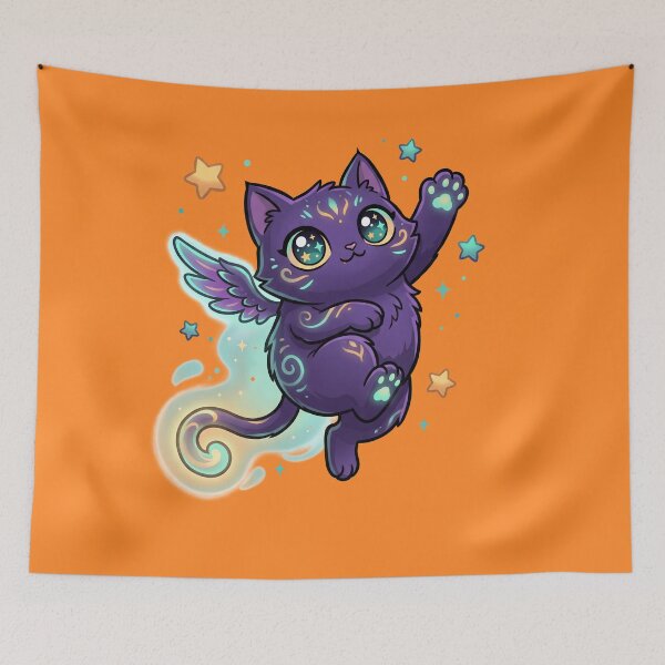 Item preview, Magical Winged Purple Cat Illustration designed and sold by aikdreams.
