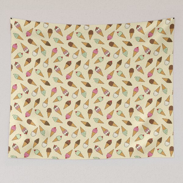 Item preview, Scattered ice cream cones with sprinkles on butter yellow background designed and sold by Chantal creates.