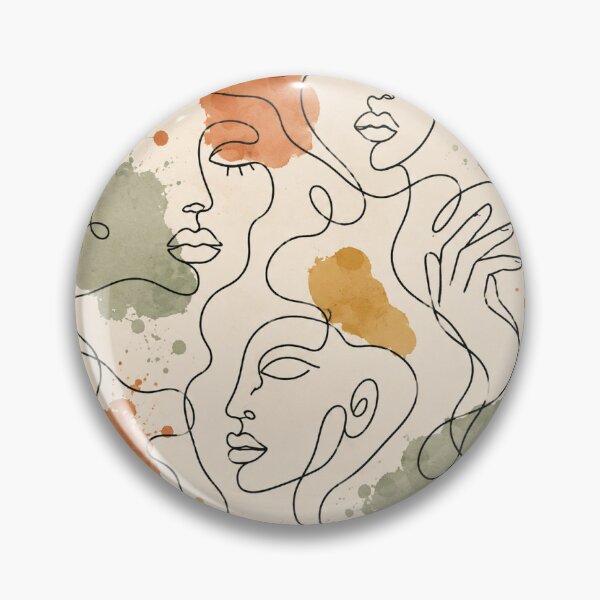 Item preview, Terra Cotta Continuous Line Faces Abstract Art designed and sold by Ink-verse-.