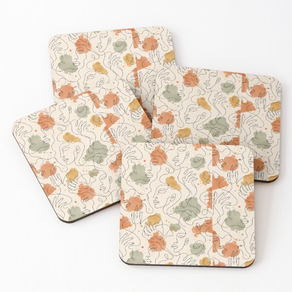 Item preview, Terra Cotta Continuous Line Faces Abstract Art designed and sold by Ink-verse-.