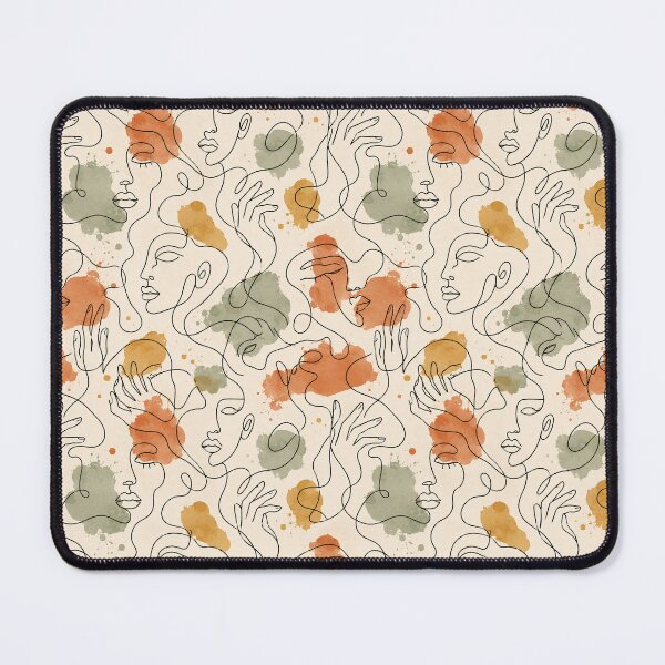 Item preview, Terra Cotta Continuous Line Faces Abstract Art designed and sold by Ink-verse-.