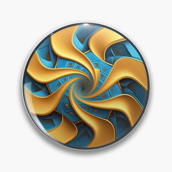 Item preview, Circular Gold Pinwheel on Patterned Blue designed and sold by RAGANADesign.