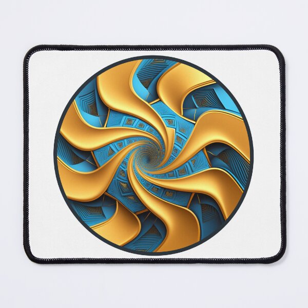 Item preview, Circular Gold Pinwheel on Patterned Blue designed and sold by RAGANADesign.