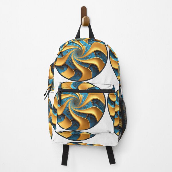 Item preview, Circular Gold Pinwheel on Patterned Blue designed and sold by RAGANADesign.