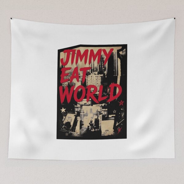 Aperçu de l'œuvre Jimmy Eat World Skyline rouge grunge de la ville créée et vendue par IshTarltArt.