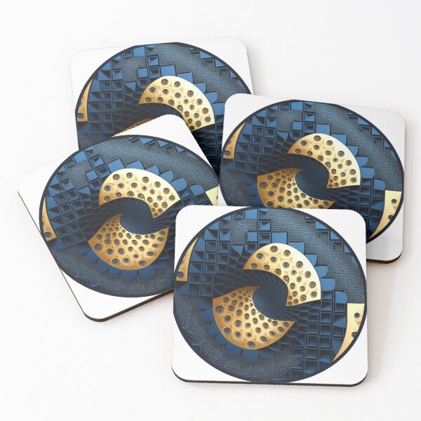 Item preview, Navy Quilted Disc with Gold Spiral designed and sold by RAGANADesign.